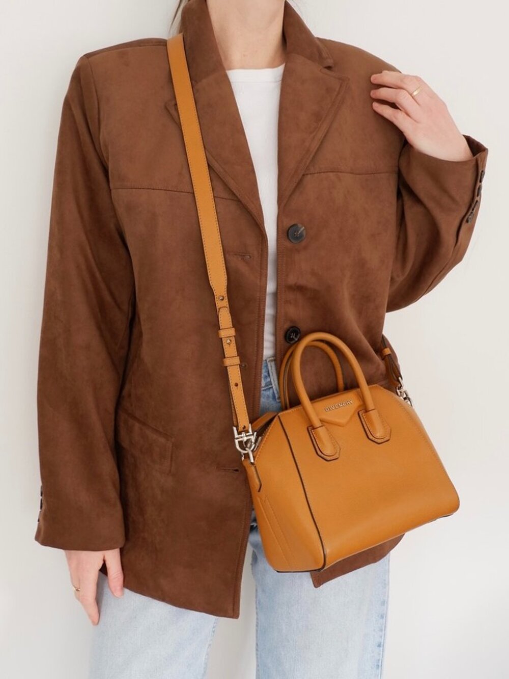 Authentic Preowned Givenchy Tan Leather Small Antigona Crossbody